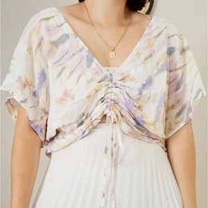 JUST POLLY tie dye cropped blouse size medium